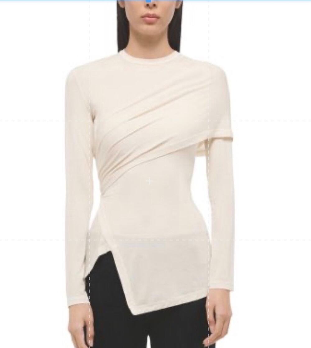 Helmut Lang Protection C Jersey Top in Vanilla M